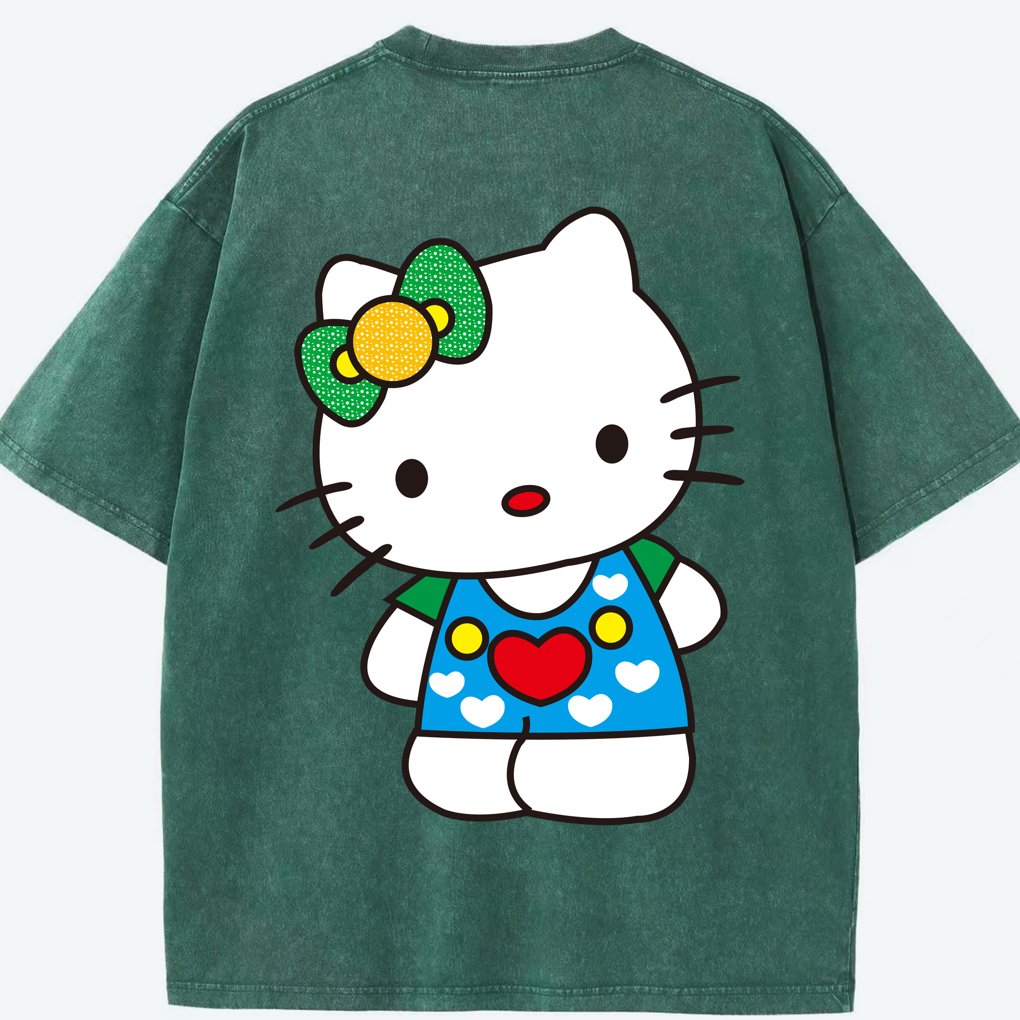 （画像用） Hello Kitty ハローキティ 綿100% ヴィンテージ風 半袖Tシャツ（背面プリント）